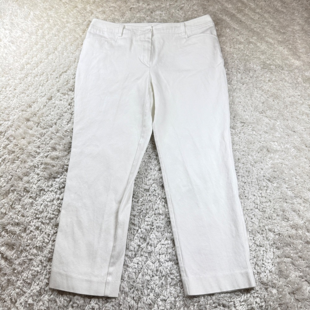 Anne Klein Pants Women's White Textured Straight Leg Work Office Capsule